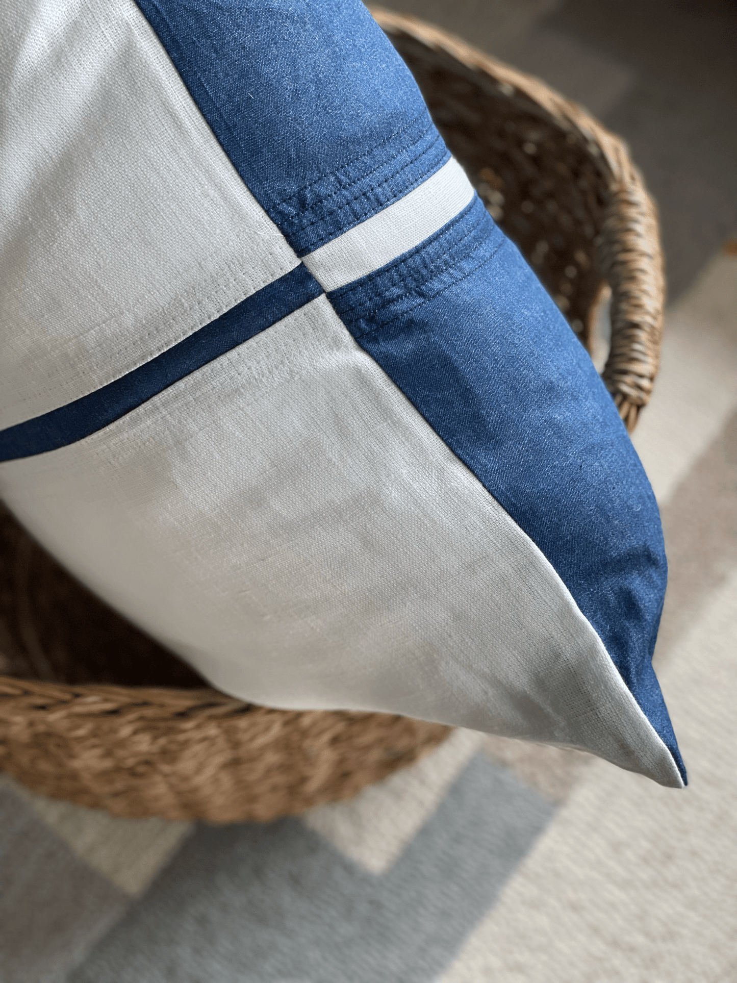 Linen & Denim Accent Pillow Cover - Portmanteau Home